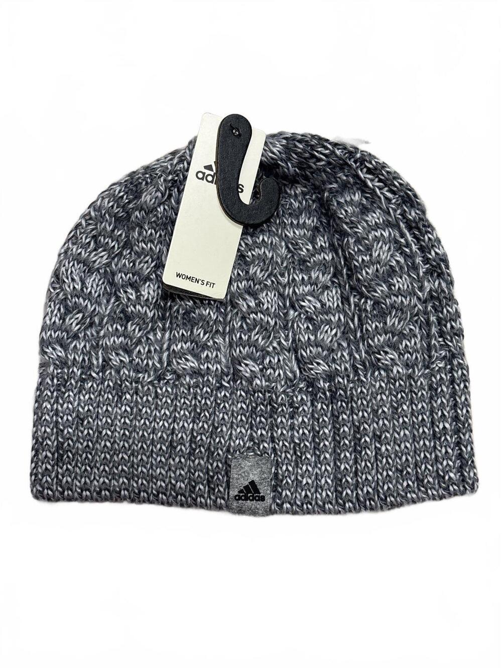 adidas Women's Fit Gray Knit Beanie Hat 100% Acrylic